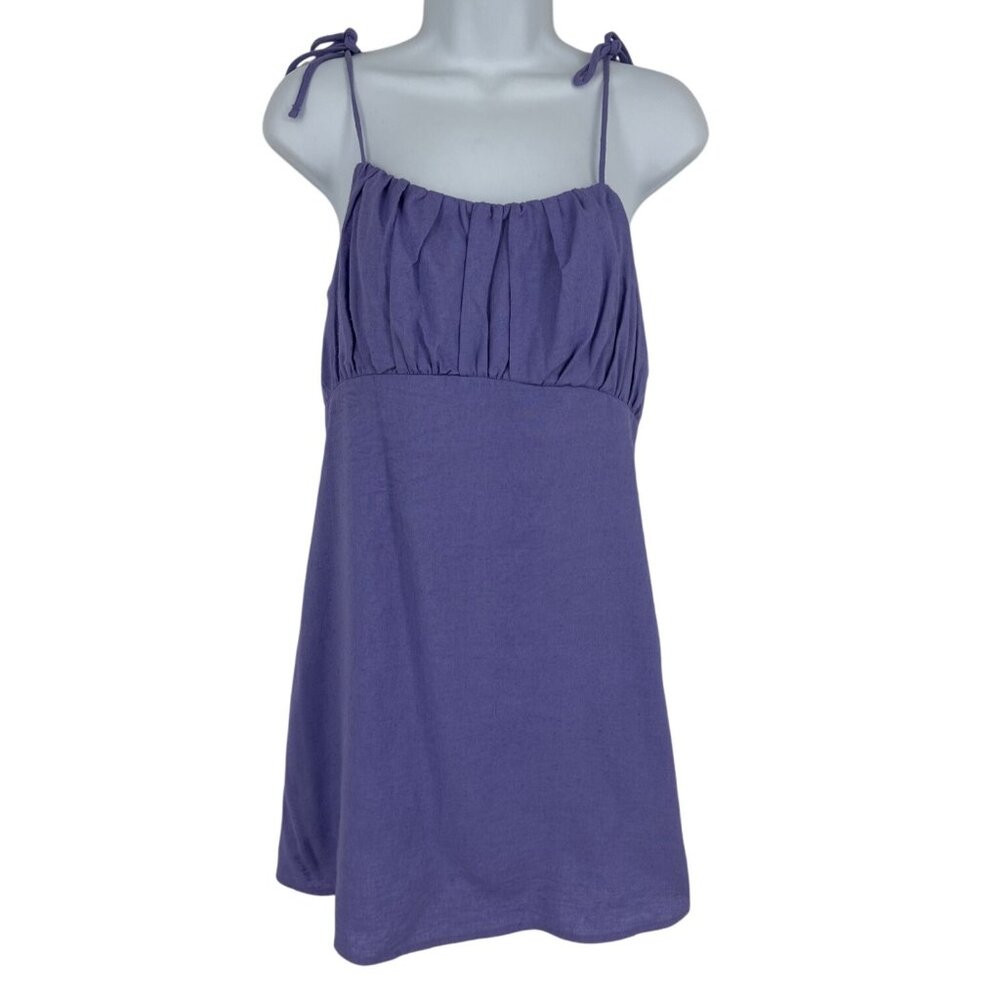Urban Renewal Linen Blend Mini Dress With Adjustable Tie Straps & Back Zipper